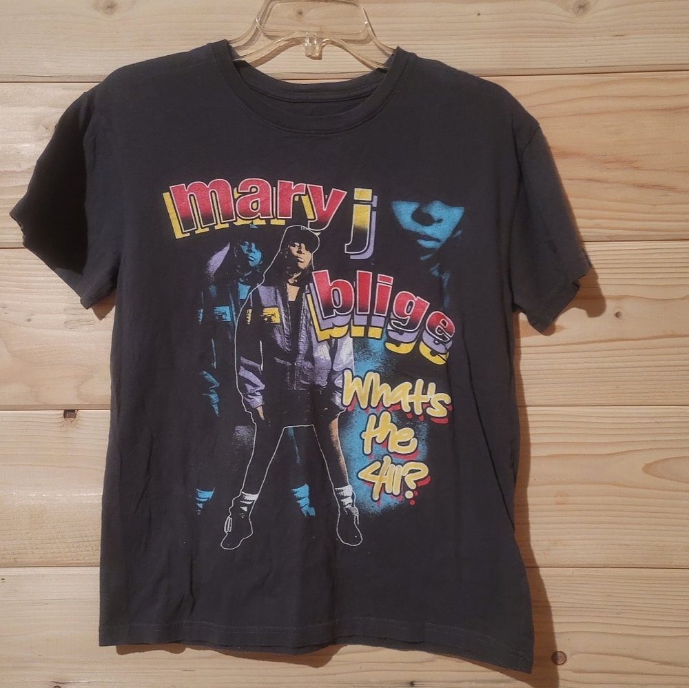 Mary J Blige Graphic Short Sleeve Tee Gray Size S 18x23